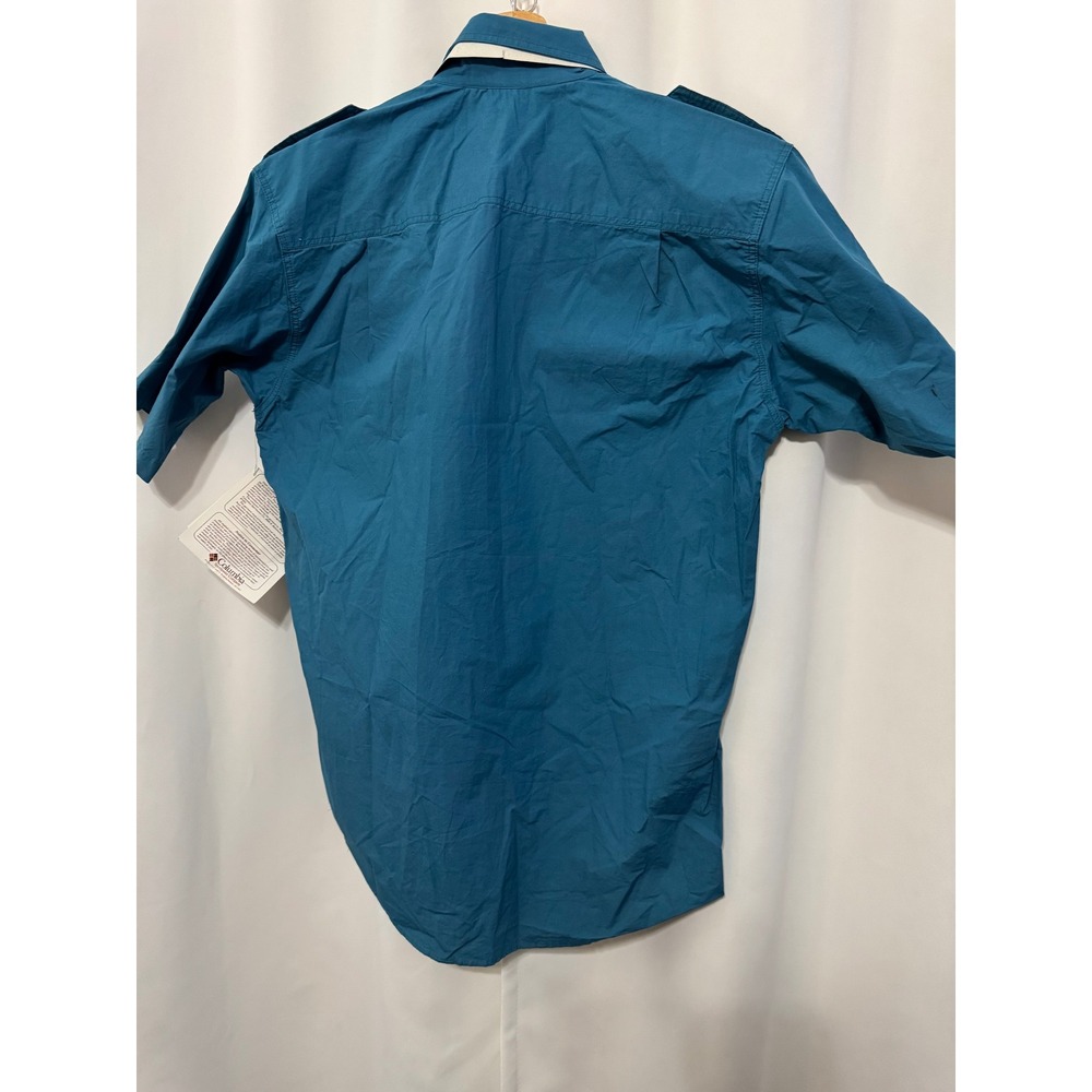 Columbia Sportswear Men's Short Sleeve Safari Shirt Teal Embroidered Duck Size L - Picture 8 of 10
